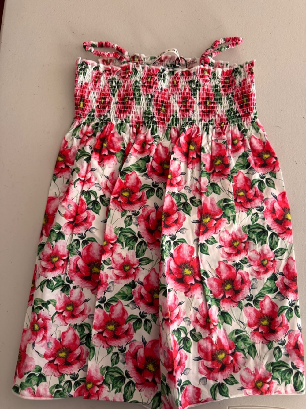 Alice + Olivia Pink & Green Floral Smocked Top